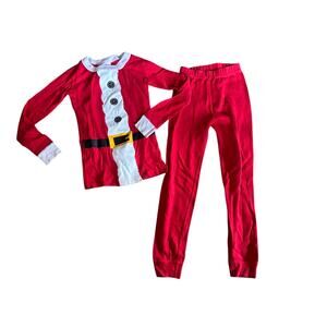 Hanna Andersson Red & White SANTA SUIT Print Long Sleeve & Pants Pajama Set 6-7